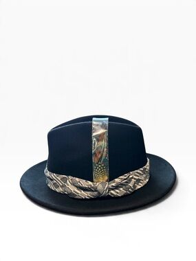 Montique International Men's Black Fedora Dress Hat H-2357 Size Small 55cm NWT